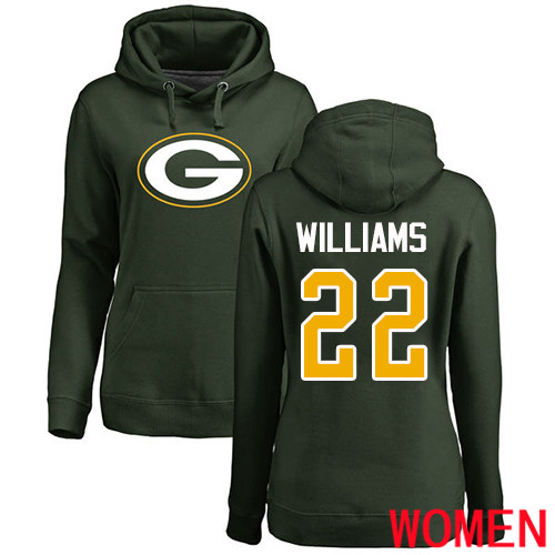 Green Bay Packers Green Women #22 Williams Dexter Name And Number Logo Nike NFL Pullover Hoodie Sweatshirts